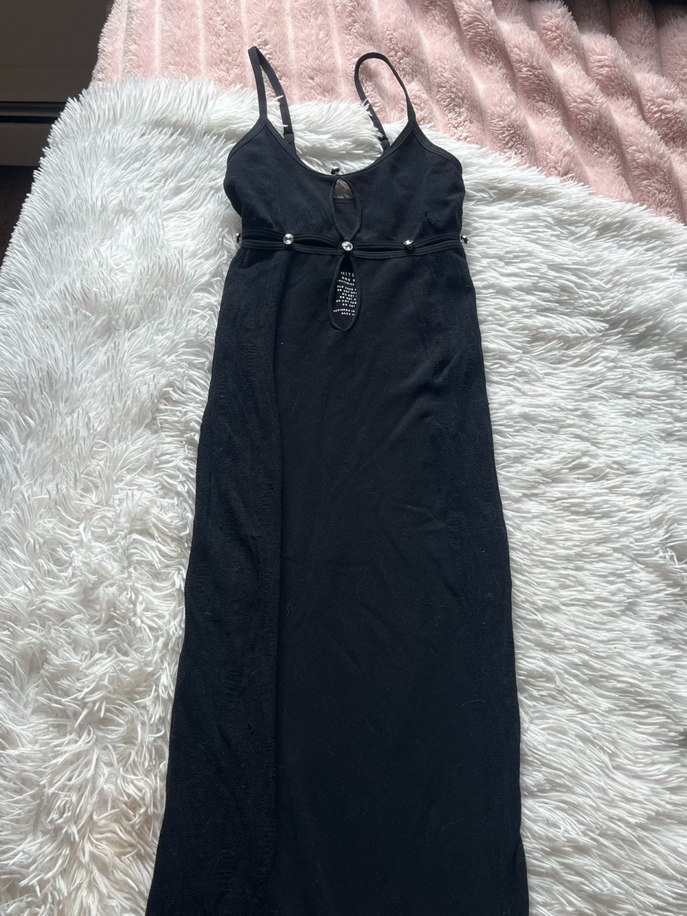 White Fox Boutique Black Spaghetti-Strap Maxi Dress with Front Keyhole